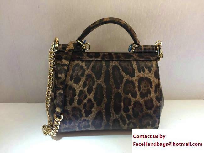 Dolce  &  Gabbana Crystal Logo Sicily Top Handle Bag Leopard 2017